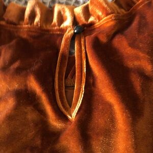 Burnt orange colour Smocked Long Sleeve Blouse